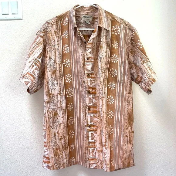 Cooke Street Honolulu Vintage Cream Button Down Beach Hawaiian Shirt, Size Large - Picture 1 of 12